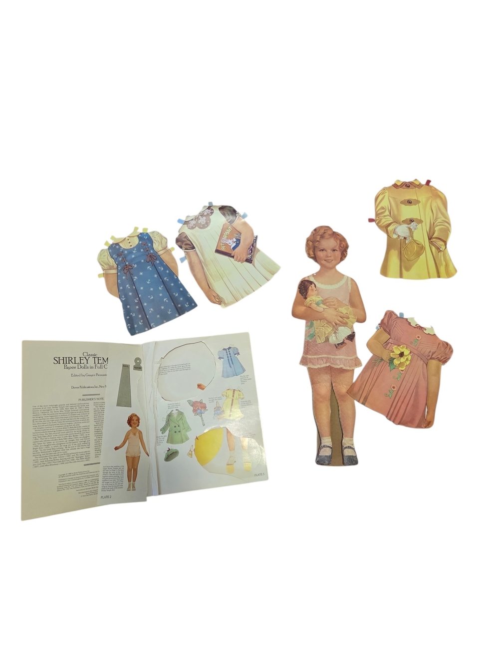 Vintage Paper Doll Set with Blue, Yellow, Pink & White Outfits - Vintage